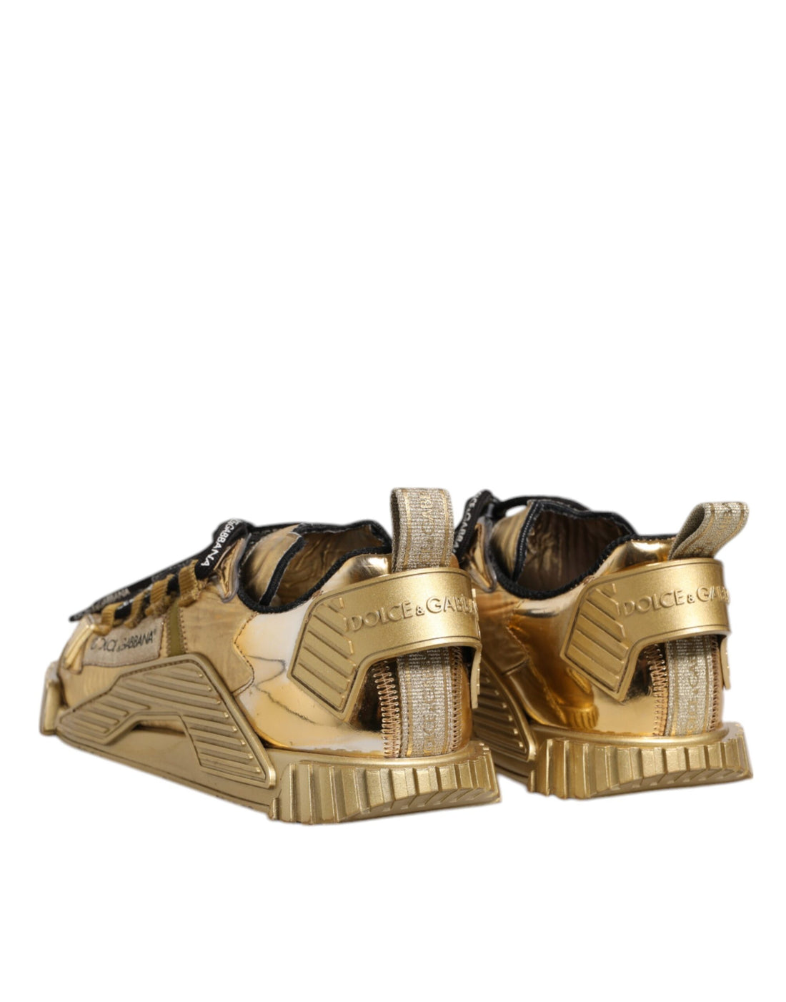 Dolce & Gabbana Gold Stretch Lace Up NS1 Sneakers Shoes