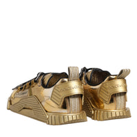 Dolce & Gabbana Gold Stretch Lace Up NS1 Sneakers Shoes