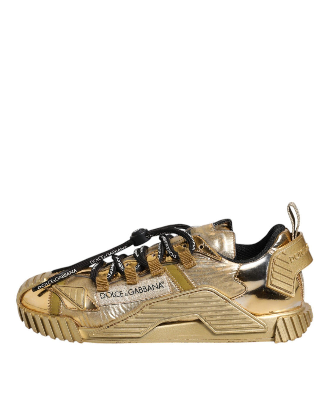 Dolce & Gabbana Gold Stretch Lace Up NS1 Sneakers Shoes