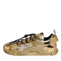 Dolce & Gabbana Gold Stretch Lace Up NS1 Sneakers Shoes