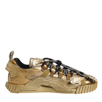 Dolce & Gabbana Gold Stretch Lace Up NS1 Sneakers Shoes