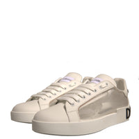 Dolce & Gabbana White Calf Leather Portofino Sneakers Shoes