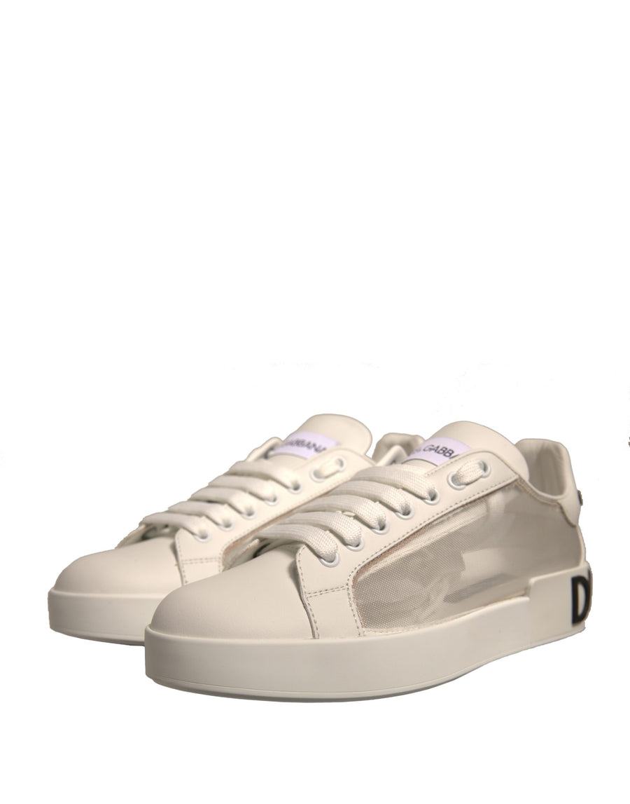 Dolce & Gabbana White Calf Leather Portofino Sneakers Shoes