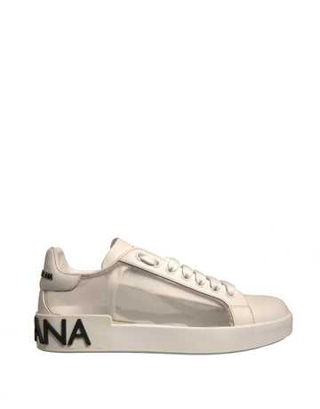 Dolce & Gabbana White Calf Leather Portofino Sneakers Shoes