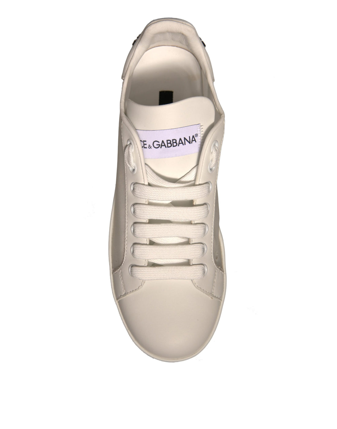 Dolce & Gabbana White Calf Leather Portofino Sneakers Shoes