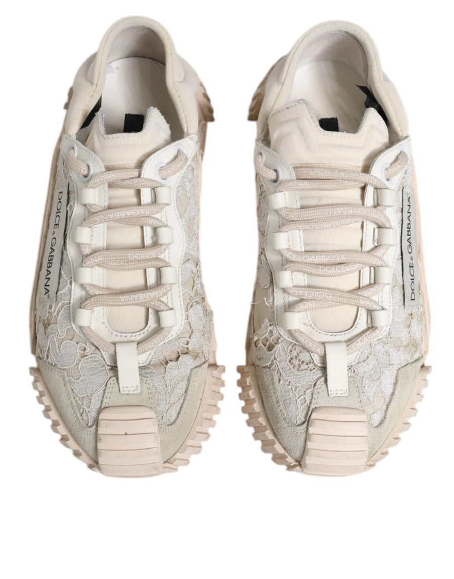 Dolce & Gabbana White Lace NS1 Low Top Sneaker Sports Shoes