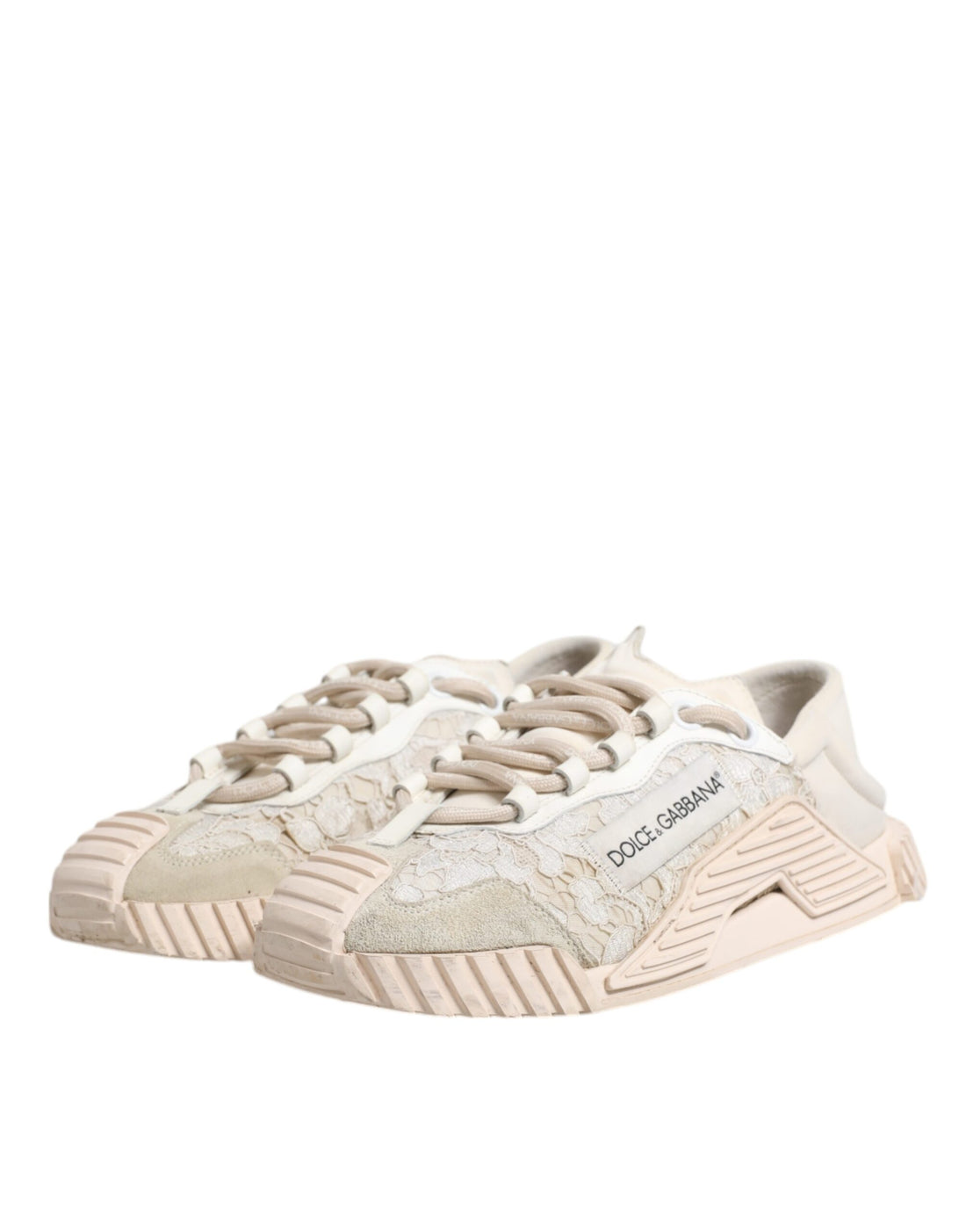 Dolce & Gabbana White Lace NS1 Low Top Sneaker Sports Shoes