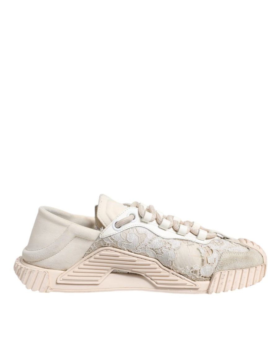 Dolce & Gabbana White Lace NS1 Low Top Sneaker Sports Shoes