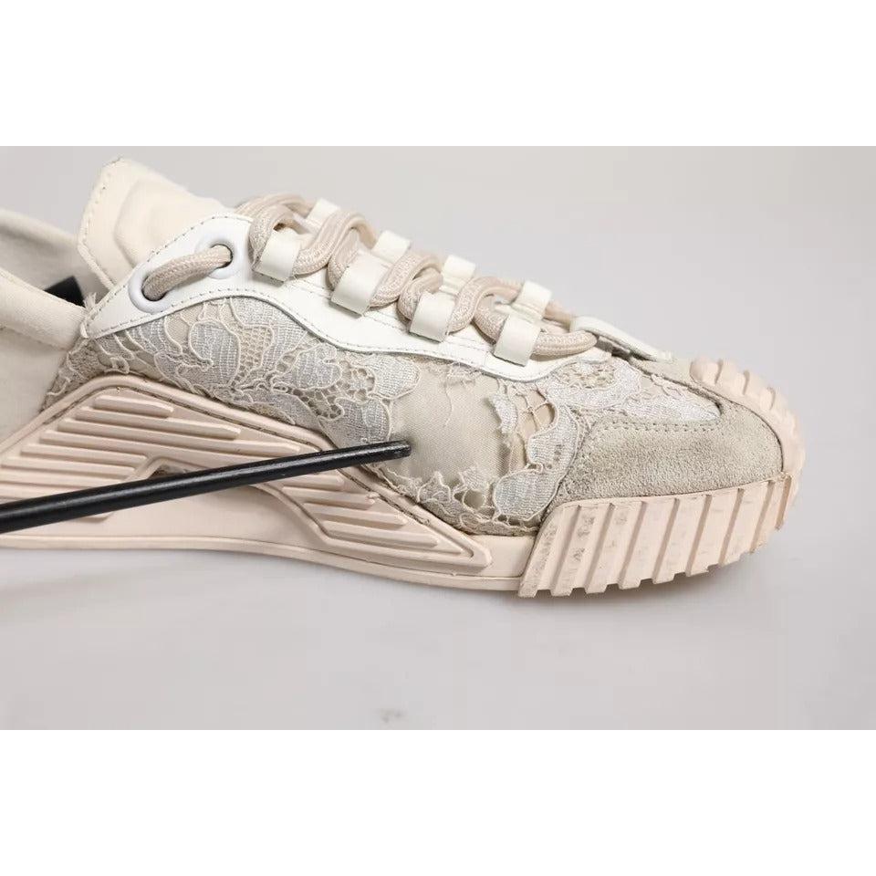 Dolce &amp; Gabbana White Lace NS1 Low Top Sneaker Sports Shoes