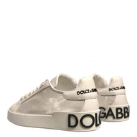 Dolce & Gabbana White Calf Leather Portofino Sneakers Shoes