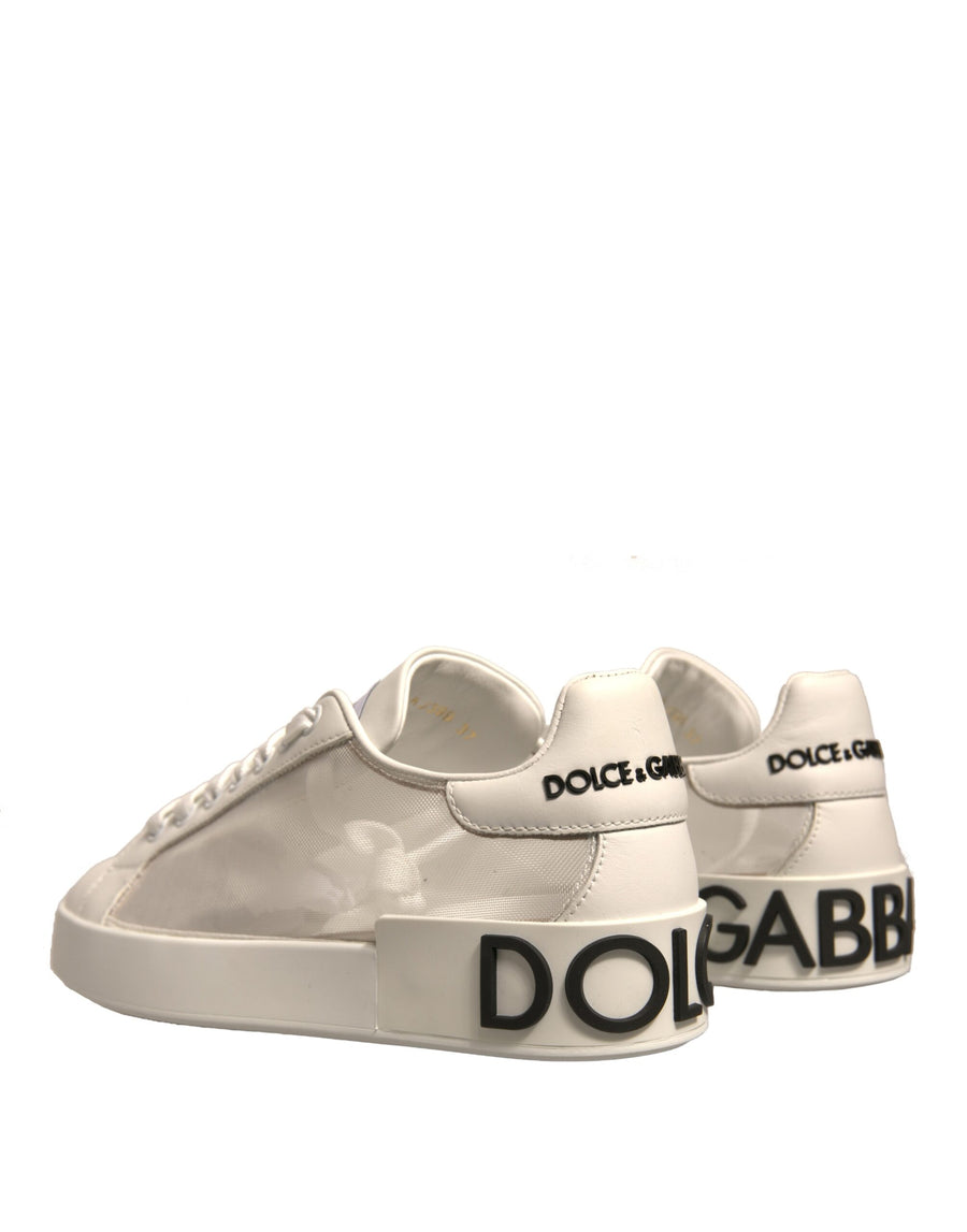 Dolce & Gabbana White Calf Leather Portofino Sneakers Shoes