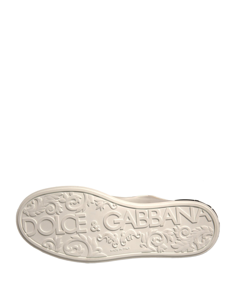 Dolce & Gabbana White Calf Leather Portofino Sneakers Shoes