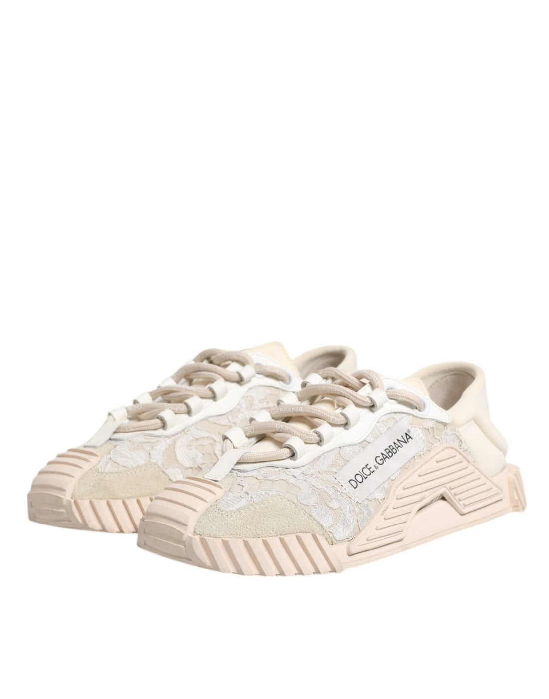 Dolce & Gabbana White Lace NS1 Low Top Sneaker Sports Shoes