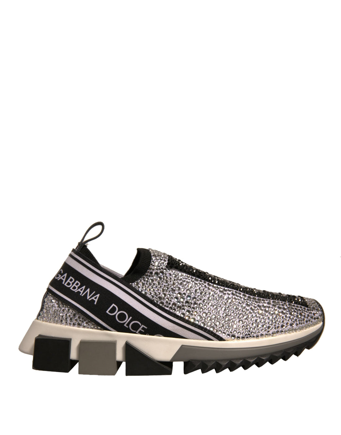 Dolce & Gabbana Silver Rhinestones Sorrento Sneakers Shoes