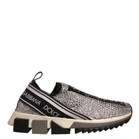 Dolce & Gabbana Silver Rhinestones Sorrento Sneakers Shoes