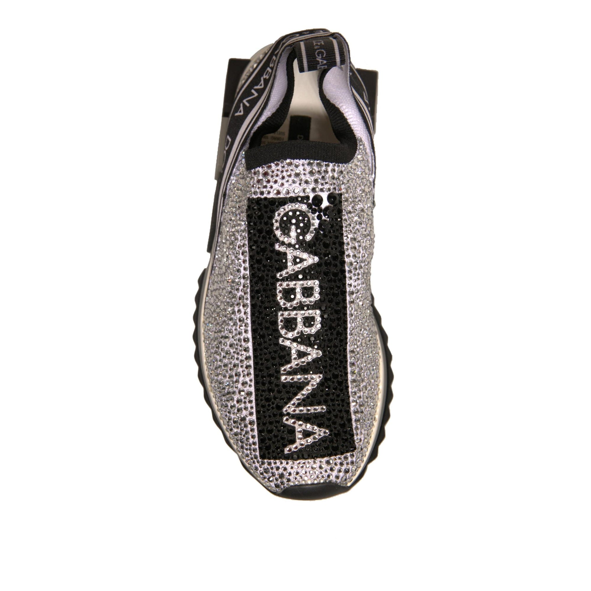 Dolce &amp; Gabbana Silver Rhinestones Sorrento Sneakers Shoes