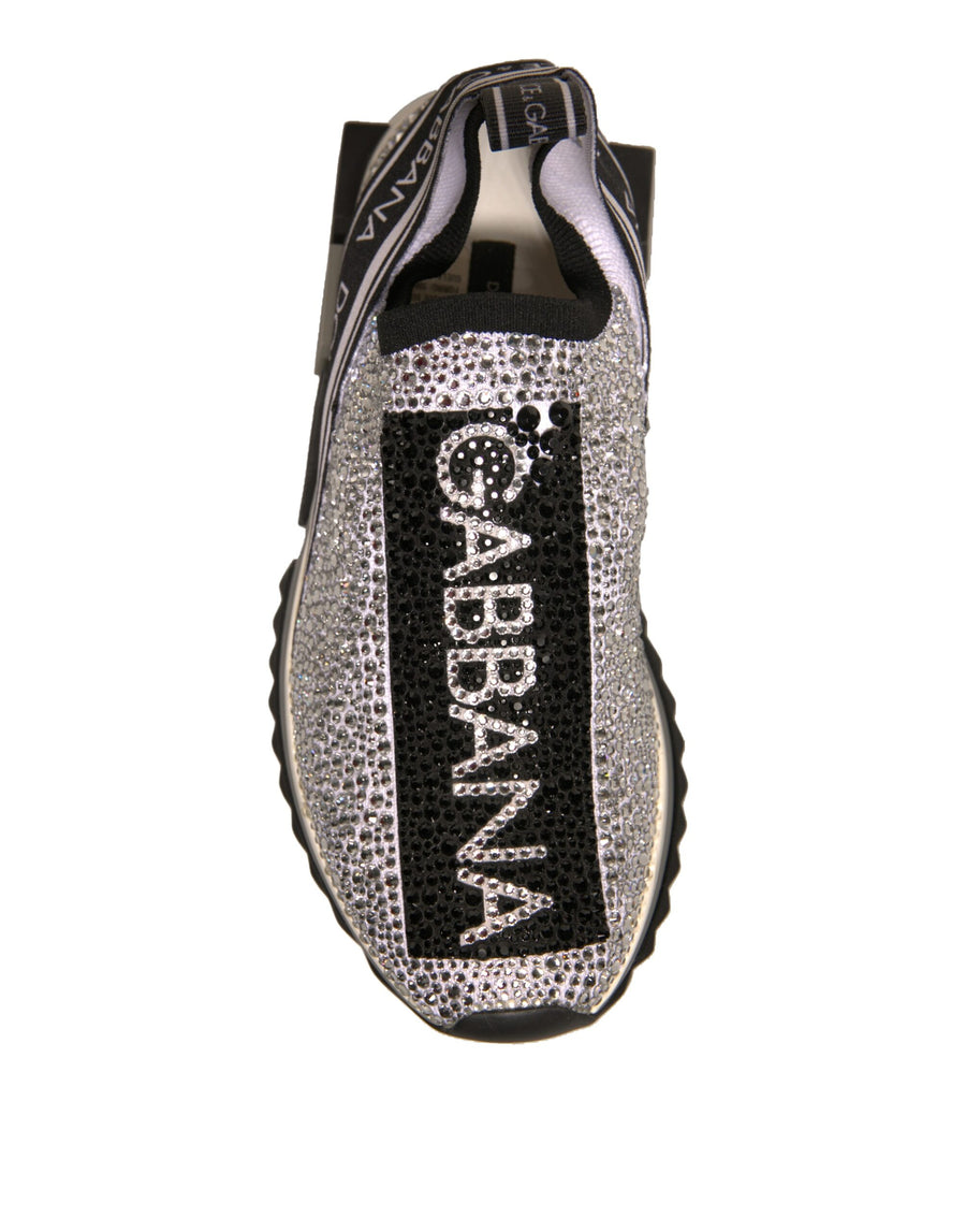 Dolce & Gabbana Silver Rhinestones Sorrento Sneakers Shoes