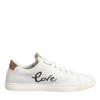 Dolce & Gabbana White Leather Heart Embellished Sneakers Shoes