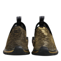 Dolce & Gabbana Gold Glitter Leopard Sorrento Sneakers Shoes