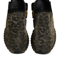 Dolce & Gabbana Gold Glitter Leopard Sorrento Sneakers Shoes