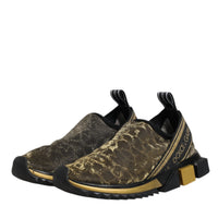 Dolce & Gabbana Gold Glitter Leopard Sorrento Sneakers Shoes