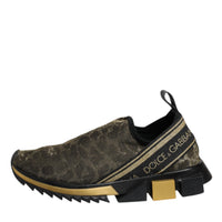 Dolce & Gabbana Gold Glitter Leopard Sorrento Sneakers Shoes