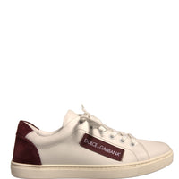 Dolce & Gabbana White Suede Leather Low Top Sneakers Shoes