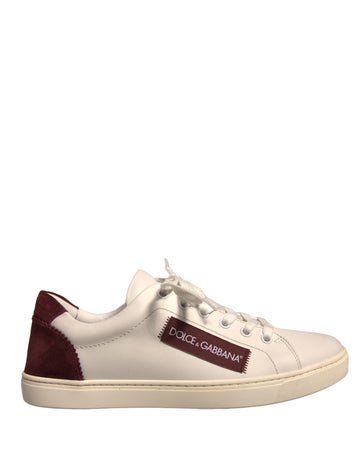 Dolce & Gabbana White Suede Leather Low Top Sneakers Shoes