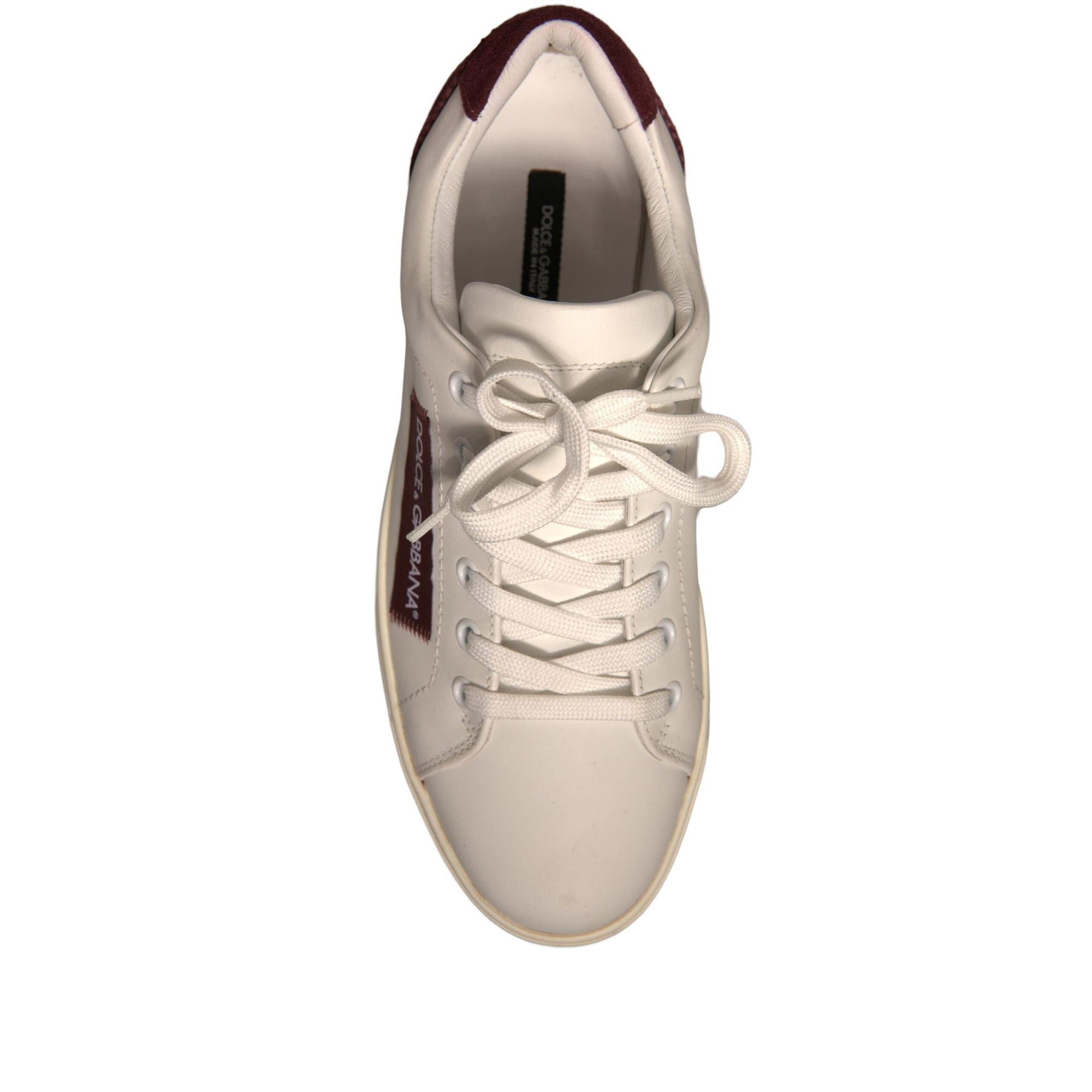 Dolce &amp; Gabbana White Suede Leather Low Top Sneakers Shoes