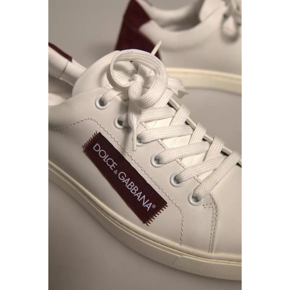 Dolce &amp; Gabbana White Suede Leather Low Top Sneakers Shoes