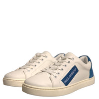 Dolce & Gabbana White Suede Leather Low Top Sneakers Shoes