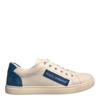 Dolce & Gabbana White Suede Leather Low Top Sneakers Shoes