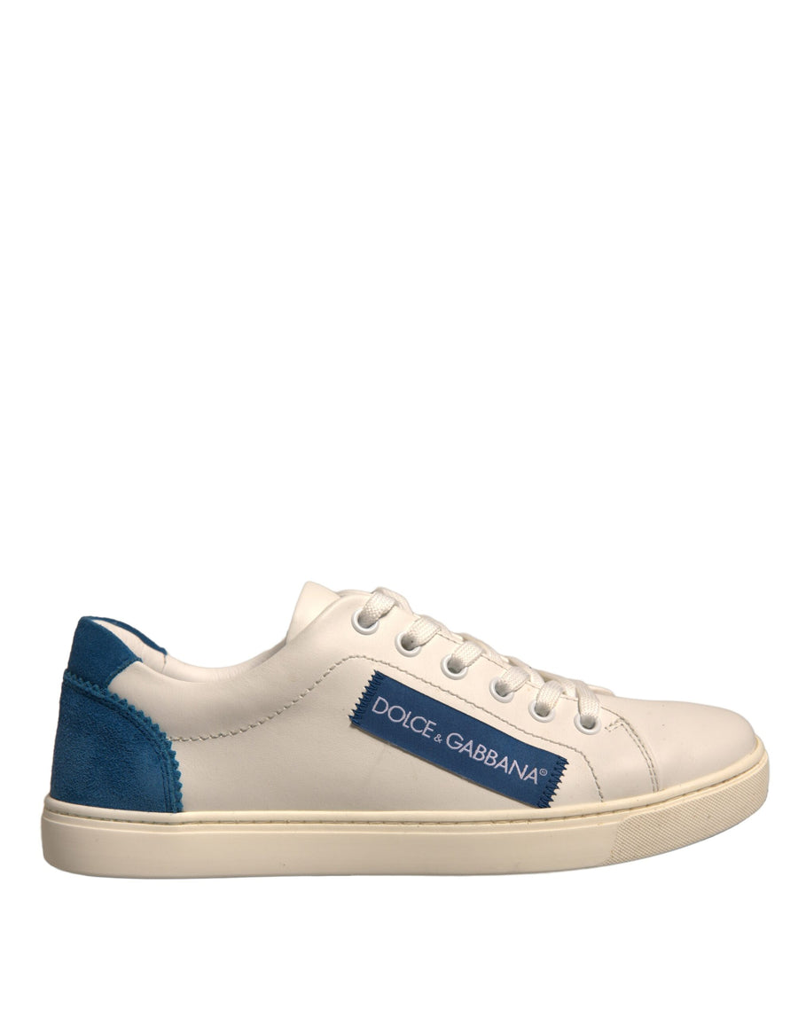 Dolce & Gabbana White Suede Leather Low Top Sneakers Shoes