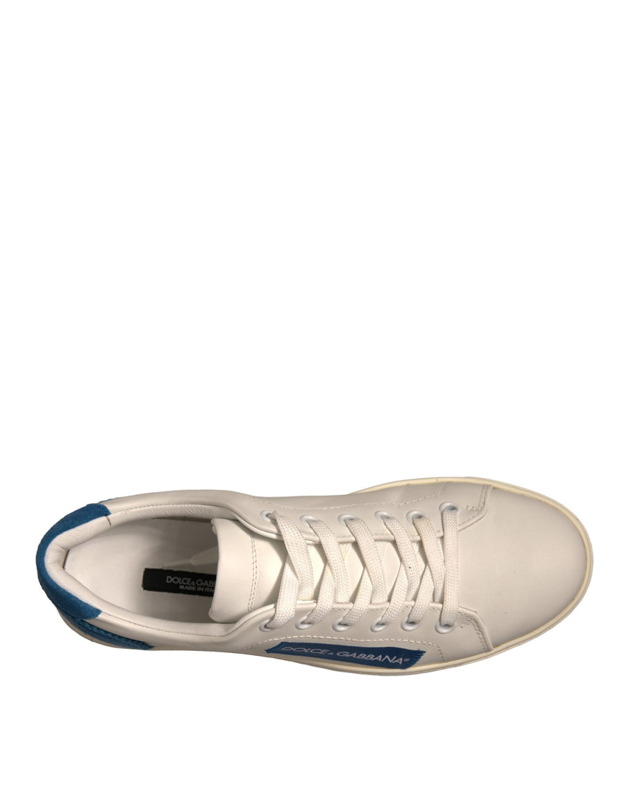 Dolce & Gabbana White Suede Leather Low Top Sneakers Shoes