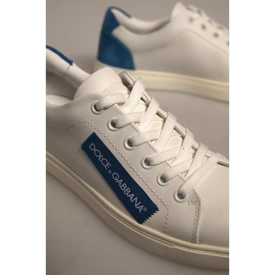 Dolce &amp; Gabbana White Suede Leather Low Top Sneakers Shoes