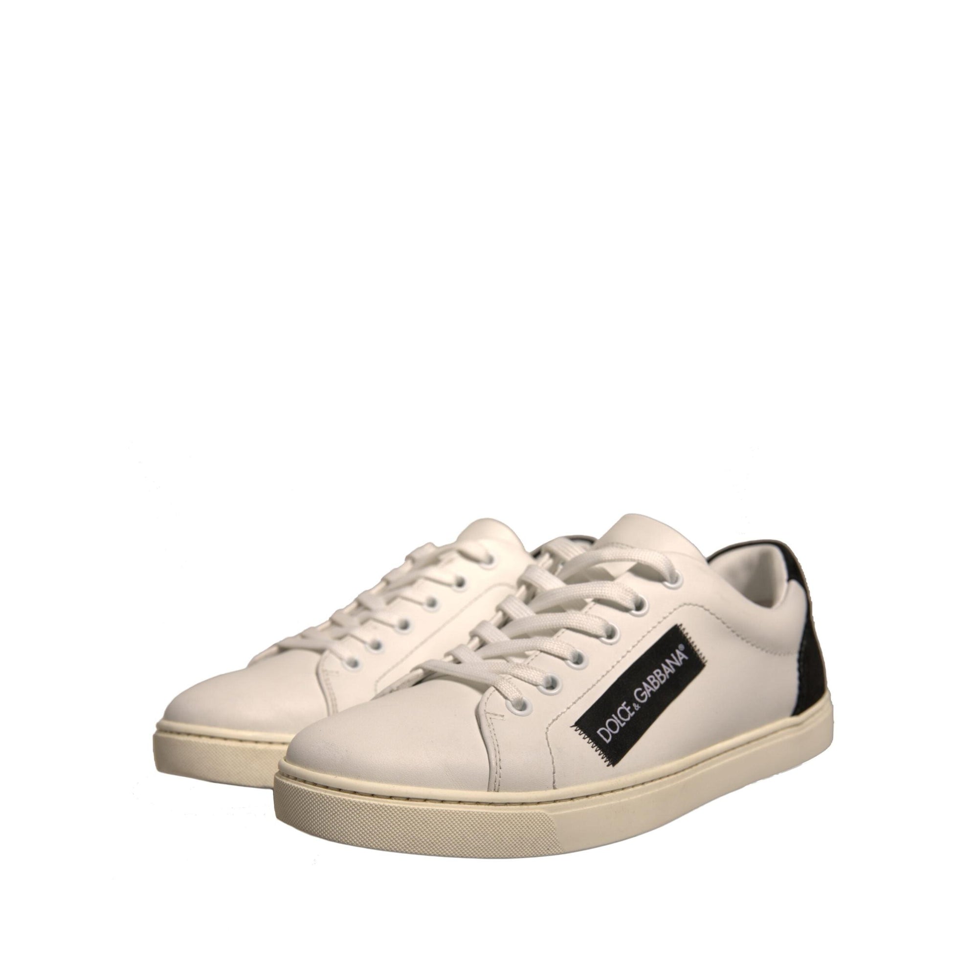 Dolce &amp; Gabbana White Suede Leather Low Top Sneakers Shoes