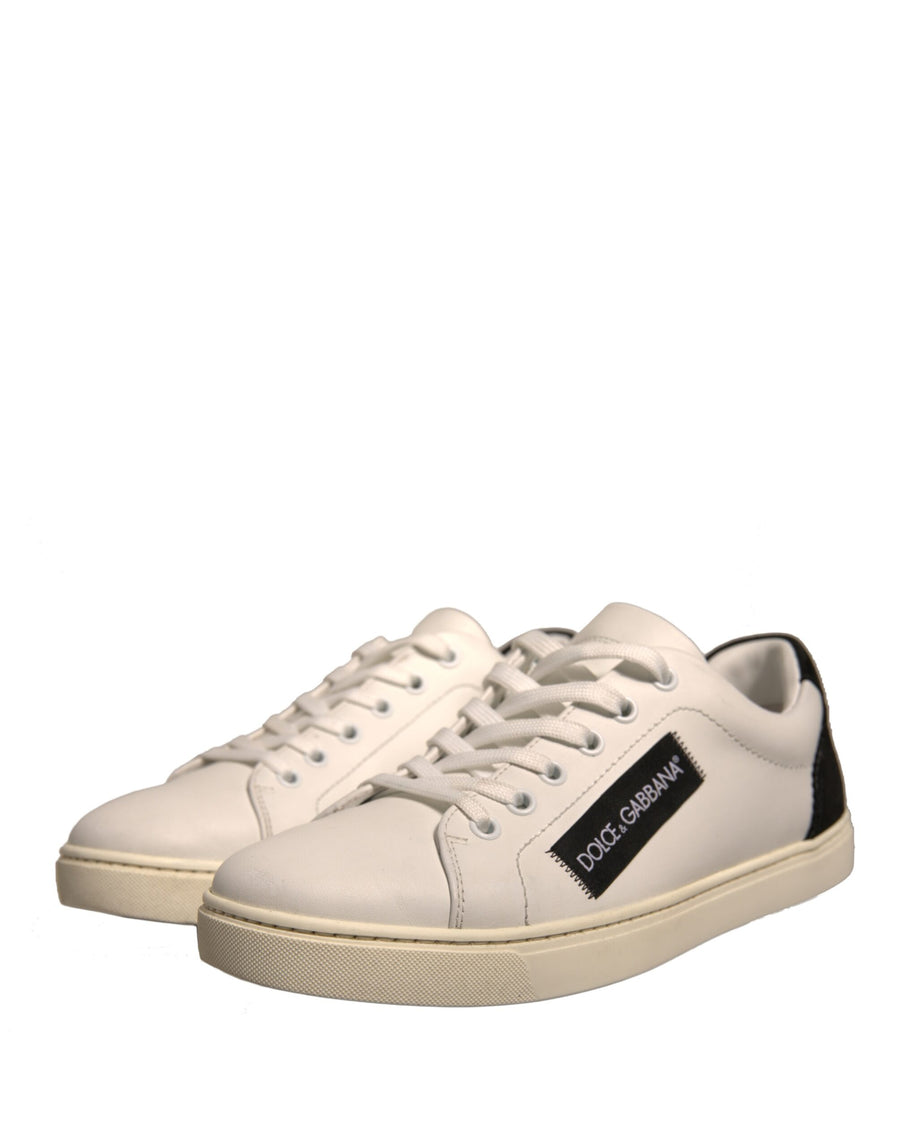 Dolce & Gabbana White Suede Leather Low Top Sneakers Shoes