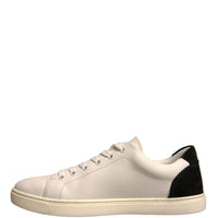 Dolce & Gabbana White Suede Leather Low Top Sneakers Shoes