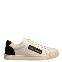 Dolce & Gabbana White Suede Leather Low Top Sneakers Shoes