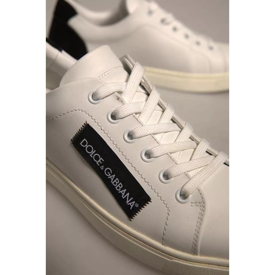 Dolce &amp; Gabbana White Suede Leather Low Top Sneakers Shoes