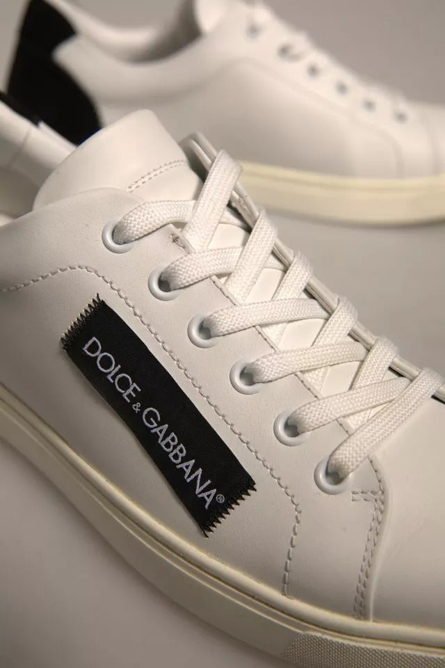 Dolce & Gabbana White Suede Leather Low Top Sneakers Shoes