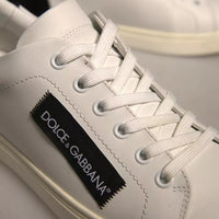 Dolce & Gabbana White Suede Leather Low Top Sneakers Shoes