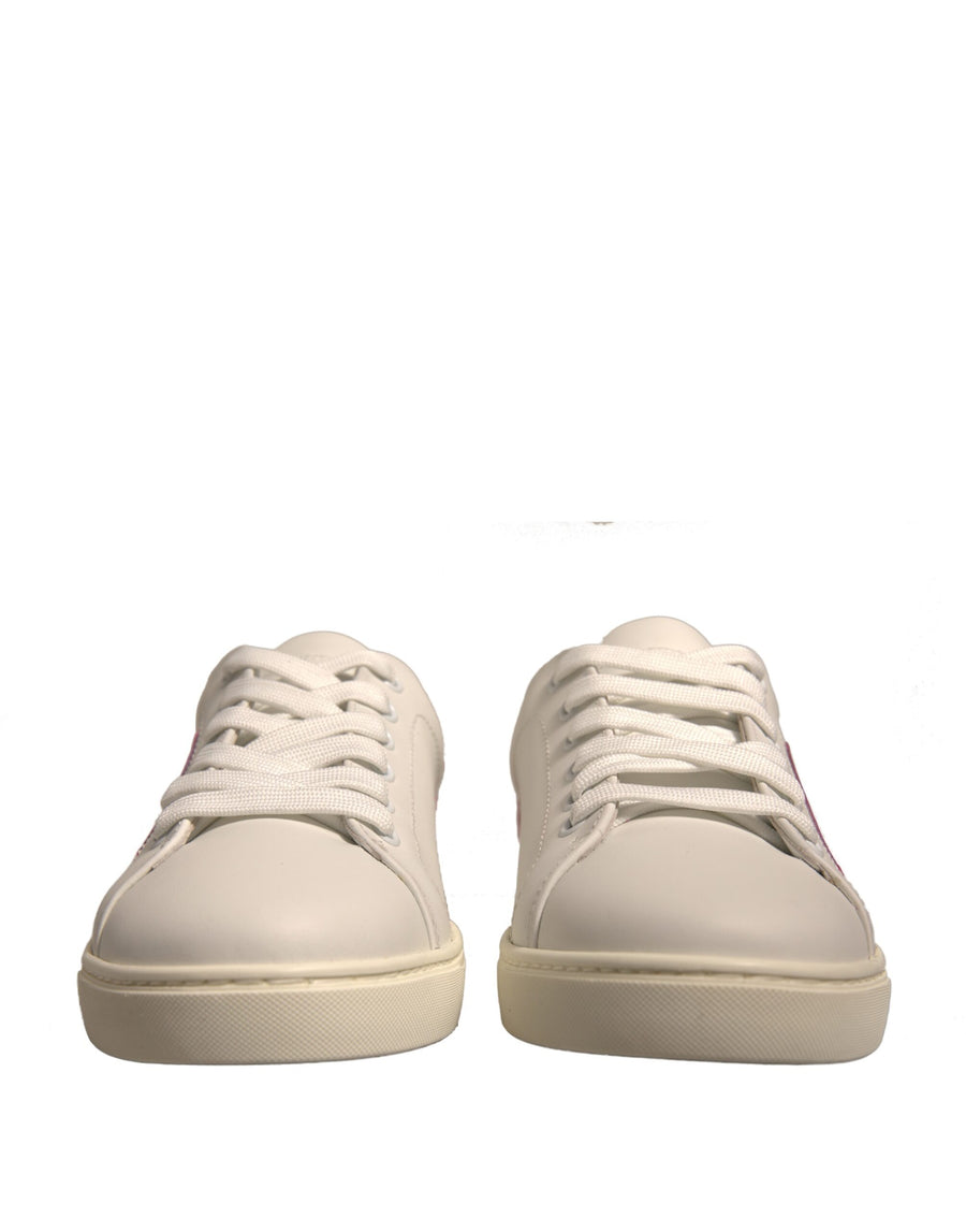 Dolce & Gabbana White Suede Leather Low Top Sneakers Shoes