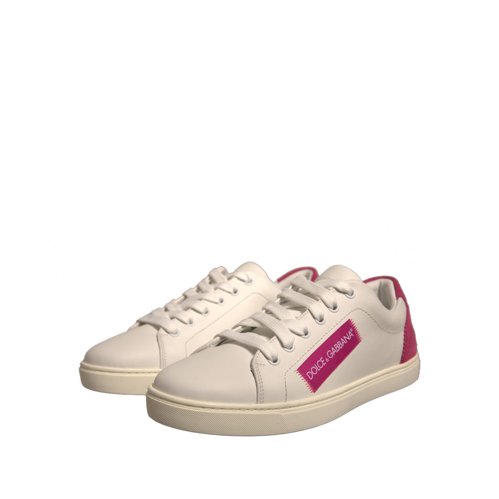 Dolce &amp; Gabbana White Suede Leather Low Top Sneakers Shoes