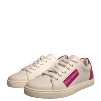 Dolce & Gabbana White Suede Leather Low Top Sneakers Shoes