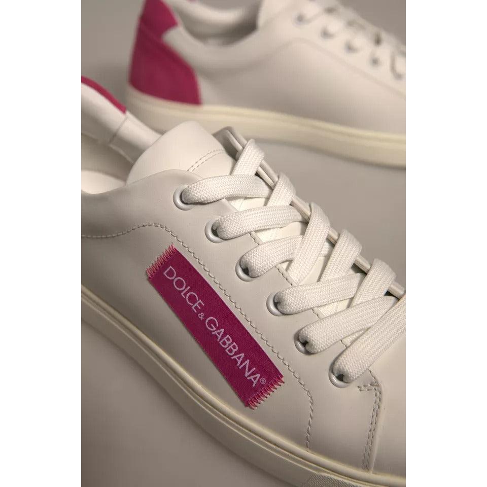Dolce &amp; Gabbana White Suede Leather Low Top Sneakers Shoes