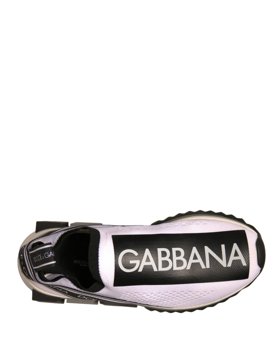 Dolce & Gabbana White Black Slip On Sorrento Sneakers Shoes