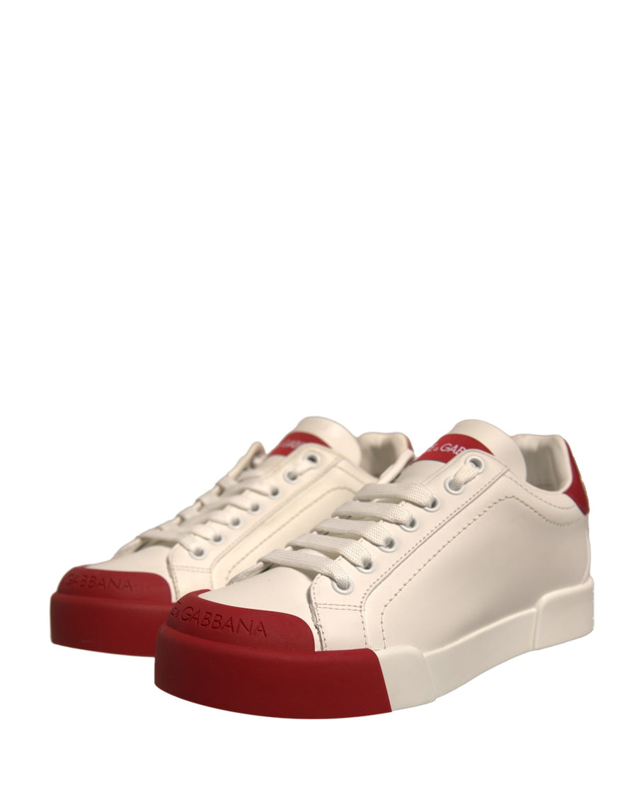 Dolce & Gabbana Shoes White Leather Logo Portofino Sneakers