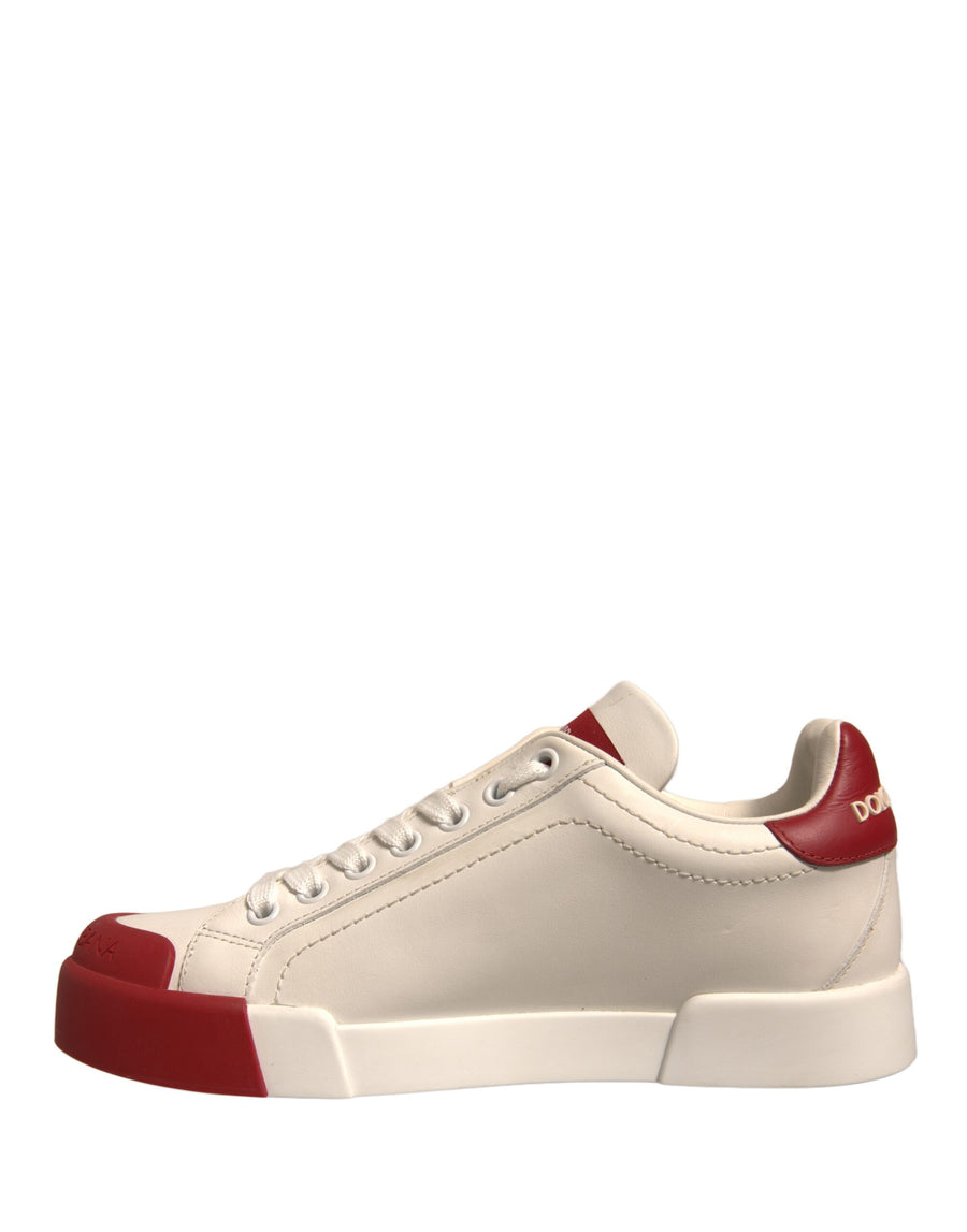 Dolce & Gabbana Shoes White Leather Logo Portofino Sneakers