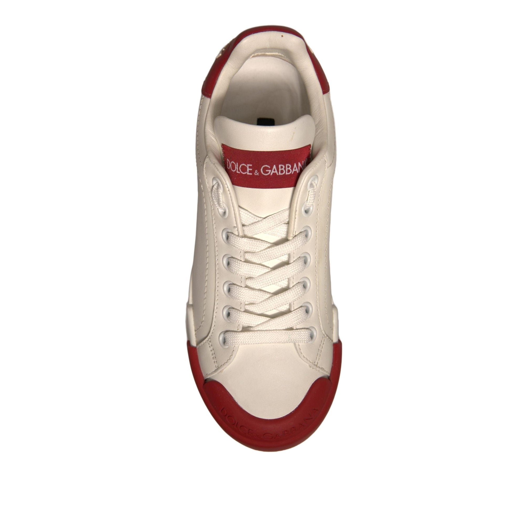 Dolce &amp; Gabbana Shoes White Leather Logo Portofino Sneakers